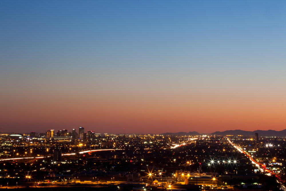 Phoenix, Arizona skyline at sunset